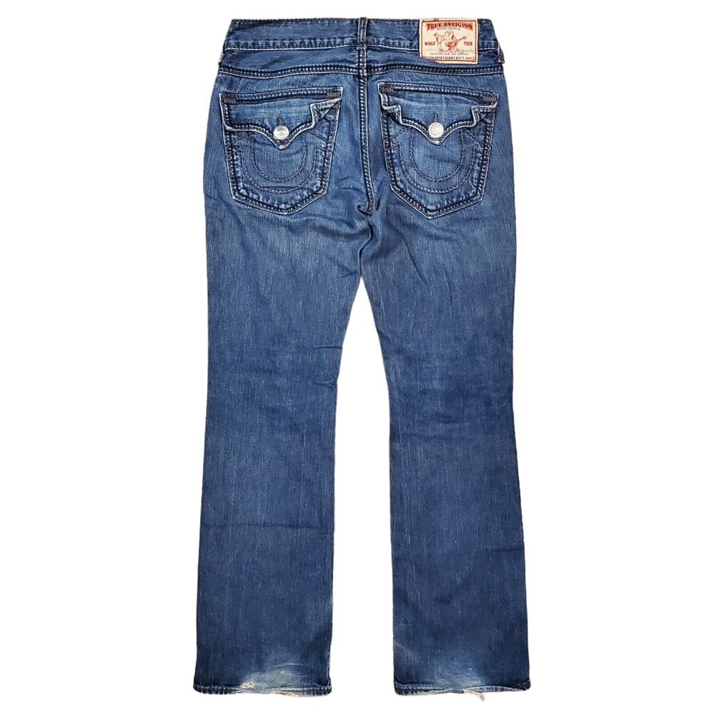 TRUE RELIGION Jeans Mens 31 Blue Regular Straight Flap Pockets Designer Denim